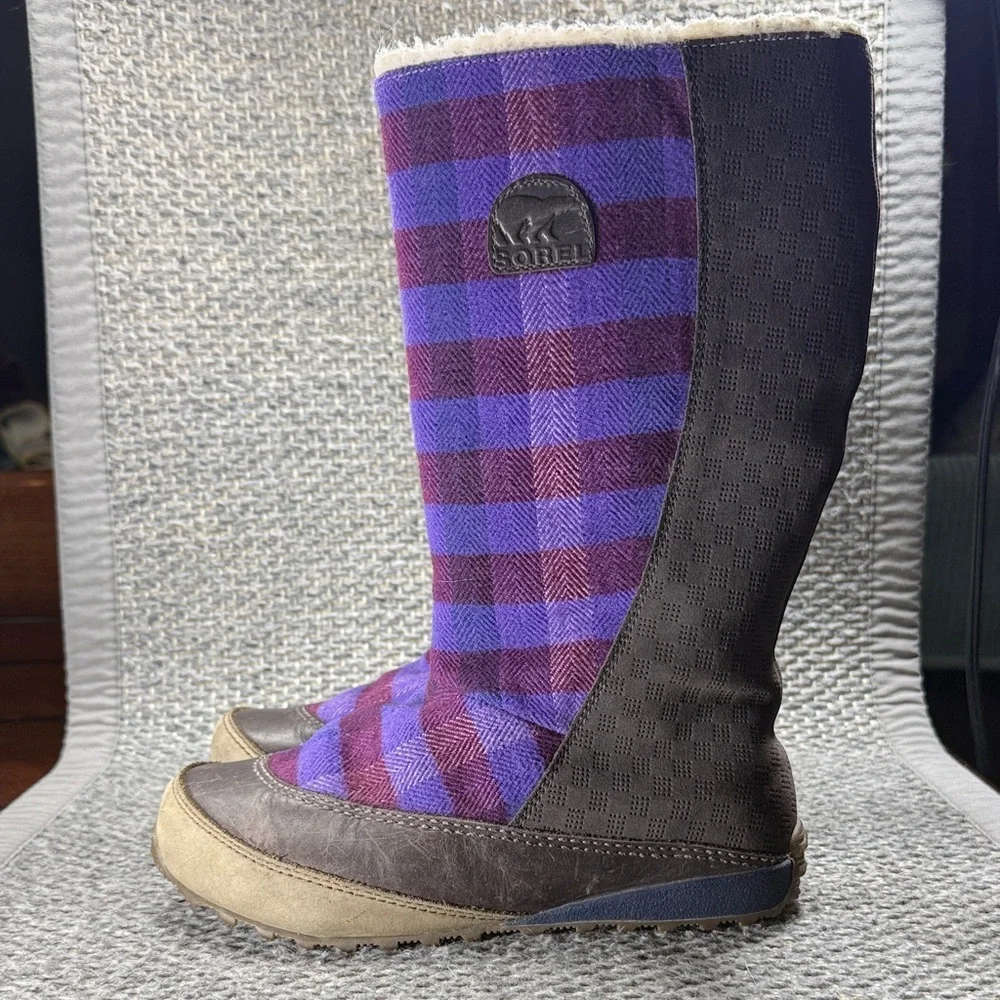 Sorel Plaid Winter Boots | Purple |‎ Fleece Lined | Women’s 7